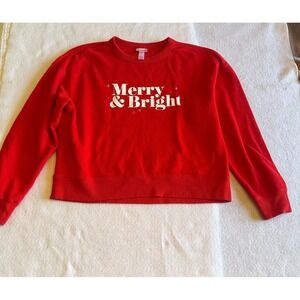 Wondershop Target Red Merry & Bright Christmas Sweatshirt Womens S Cropped
